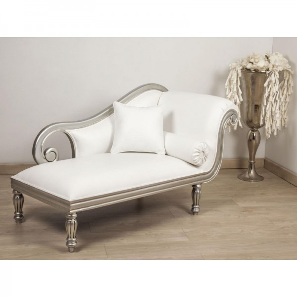 DIVAN MADERA PLATA O DORADO P. BLANCO 140x75x94CM.