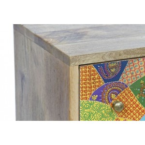  Mesita de noche madera de mango negro envejecido 43 X 30 X 65 cm  